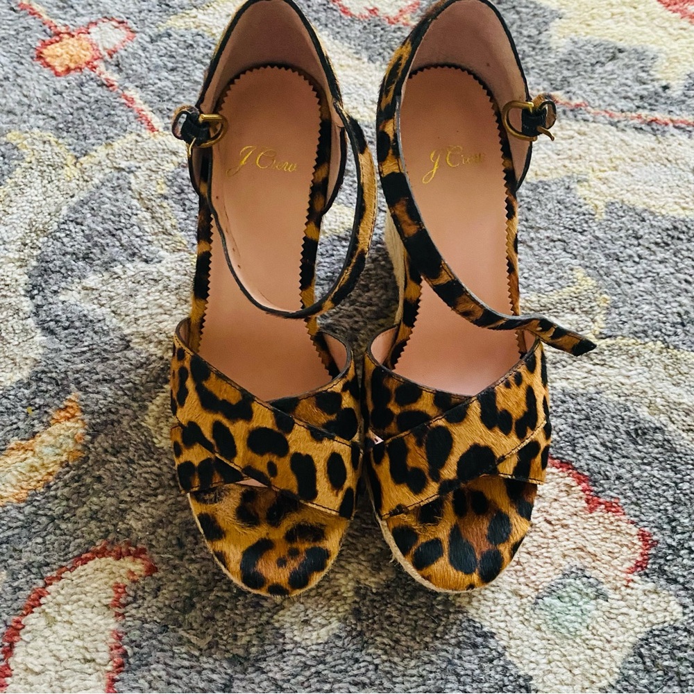 J. Crew Leopard Print Women's Espadrille Sandals size 6
